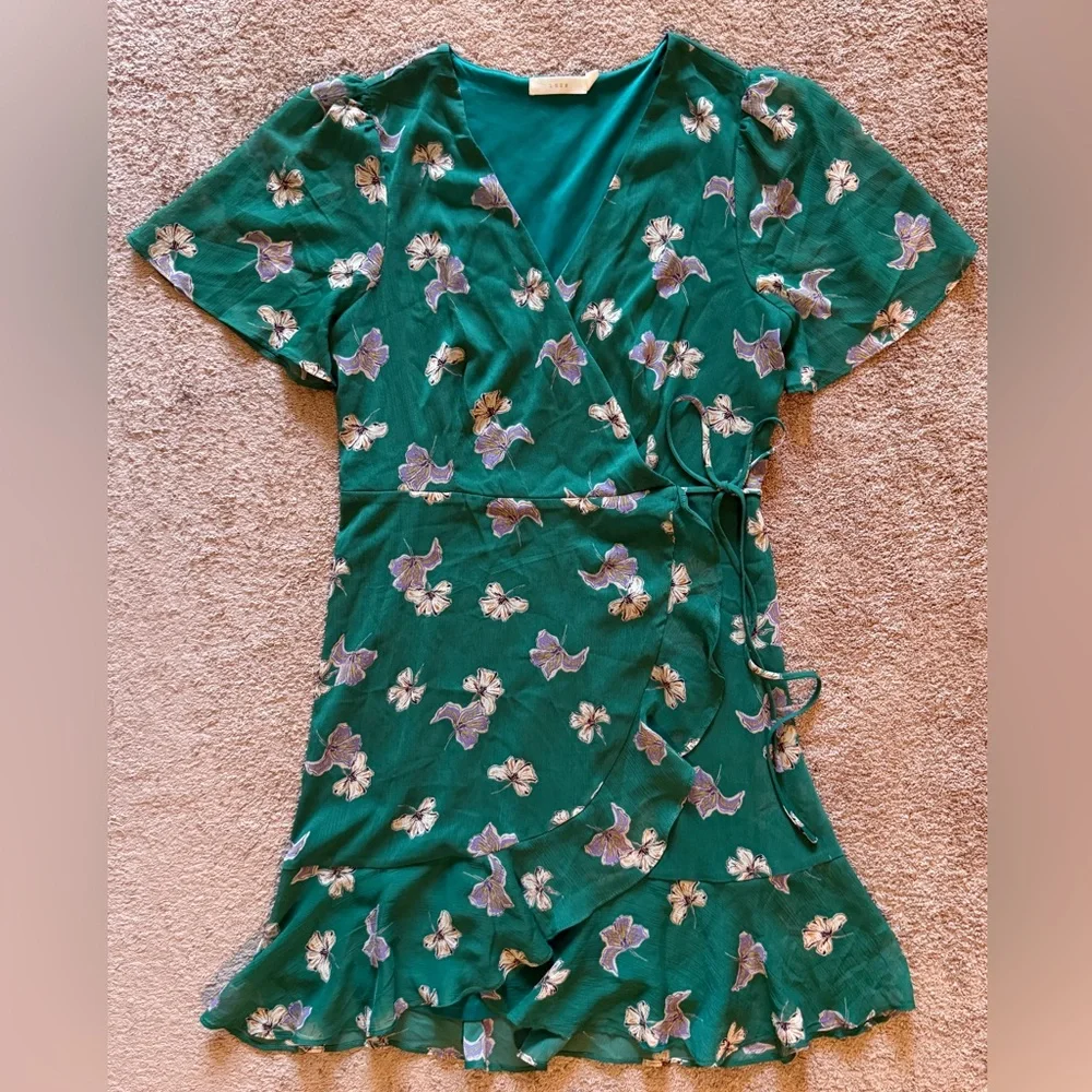 Green Ruffled Wrap Sundress - Picture 1 of 12